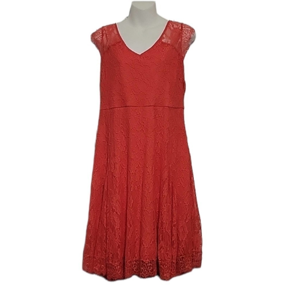 Torrid Floral Lace Dress Midi Flutter Sleeve Coral Cottagecore Boho Women 1X